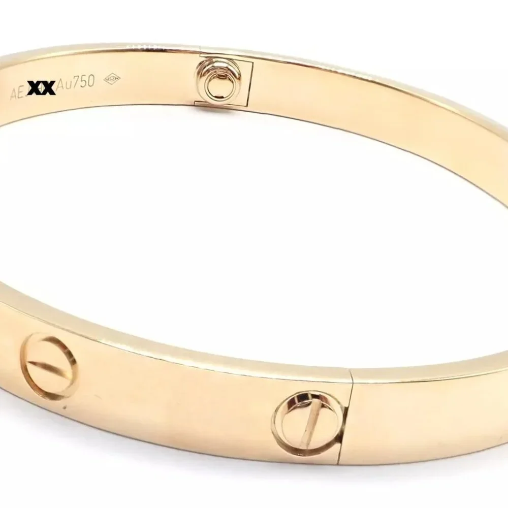 Authentic! Cartier 18k Yellow Gold Love Bangle Bracelet Size 19 Paper - Picture 6 of 10